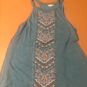 Eyeshadow Teal Embroidered Tank Top
